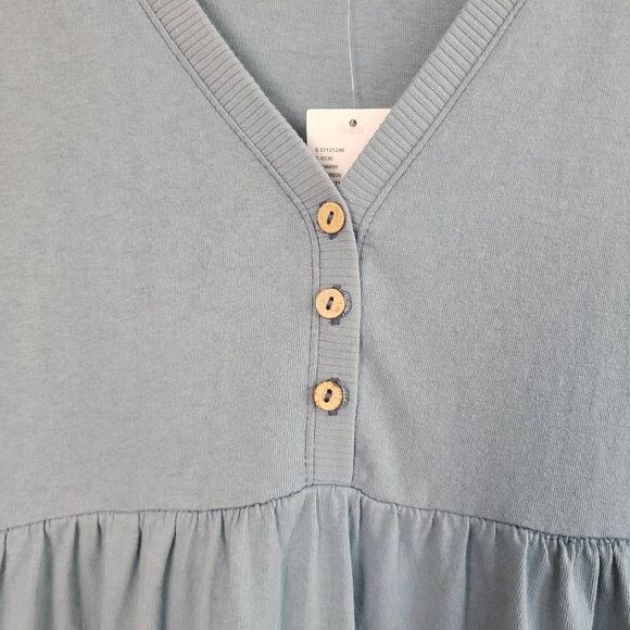 NWT Urban Outfitters medium blue babydoll top tunic dress with pockets boho - Picture 3 of 10